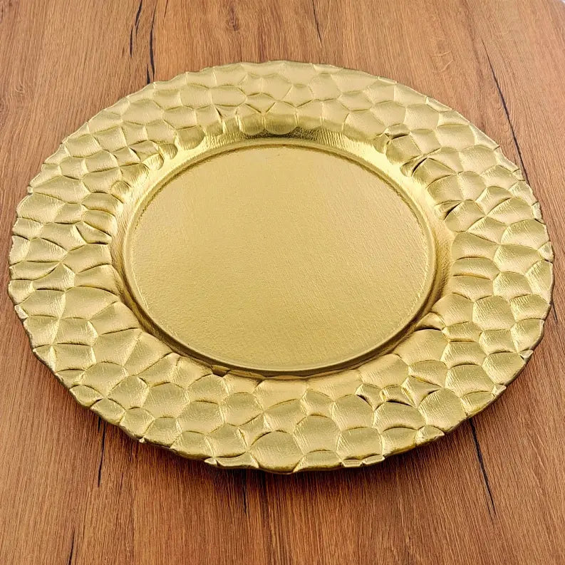 ROCHER 13" Glass Charger Plate Red Pomegranate Collection