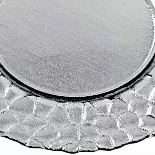 ROCHER 13" Glass Charger Plate Red Pomegranate Collection