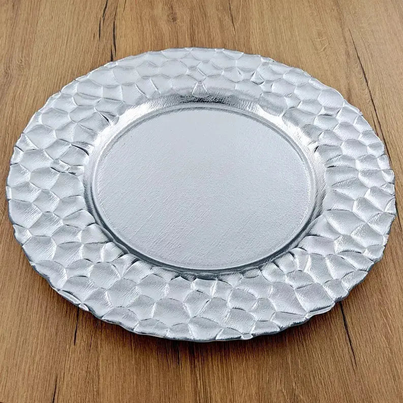 ROCHER 13" Glass Charger Plate Red Pomegranate Collection