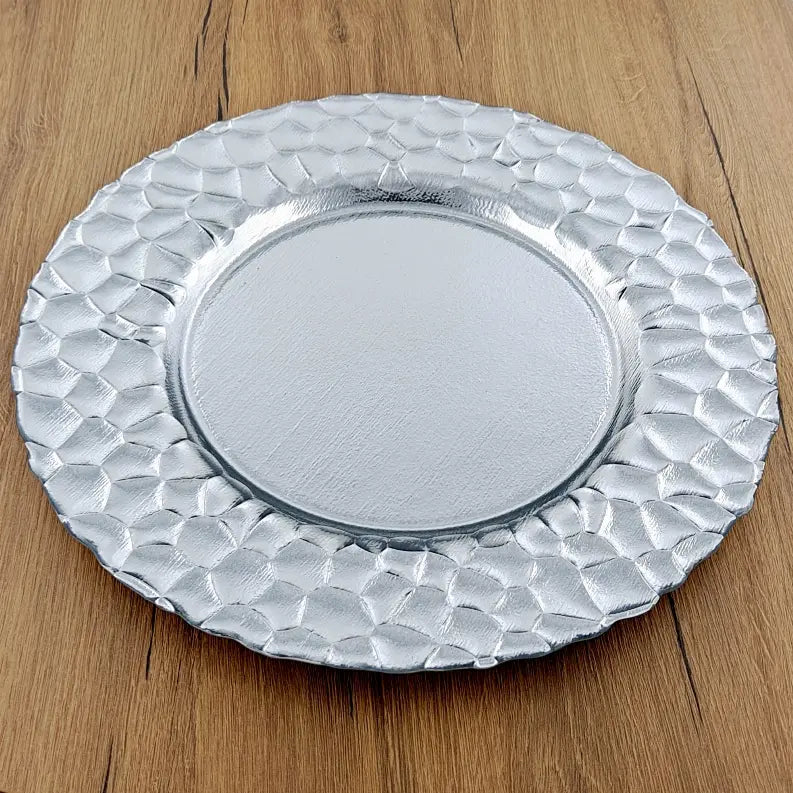 ROCHER 13" Glass Charger Plate Red Pomegranate Collection