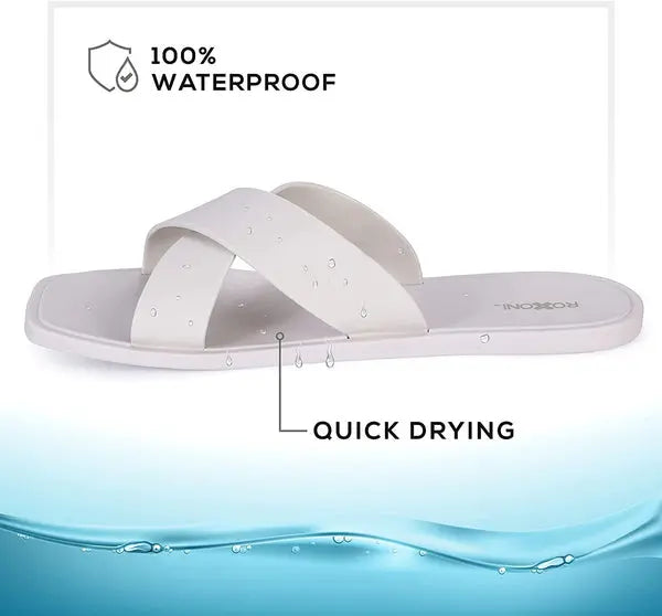 ROXONI Women Slippers Shower Pool Sandals Criss Cross Bathroom Quick Drying Slippers Roxoni