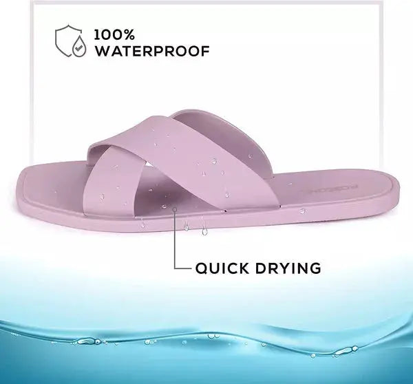 ROXONI Women Slippers Shower Pool Sandals Criss Cross Bathroom Quick Drying Slippers Roxoni