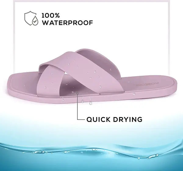 ROXONI Women Slippers Shower Pool Sandals Criss Cross Bathroom Quick Drying Slippers Roxoni