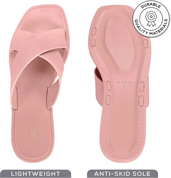 ROXONI Women Slippers Shower Pool Sandals Criss Cross Bathroom Quick Drying Slippers Roxoni