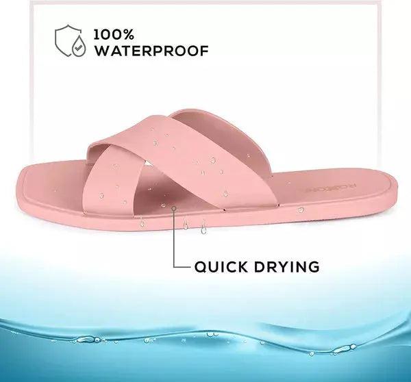 ROXONI Women Slippers Shower Pool Sandals Criss Cross Bathroom Quick Drying Slippers Roxoni
