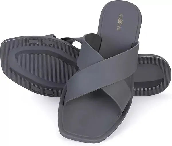ROXONI Women Slippers Shower Pool Sandals Criss Cross Bathroom Quick Drying Slippers Roxoni