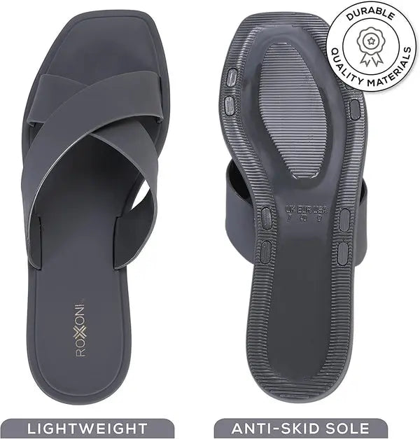 ROXONI Women Slippers Shower Pool Sandals Criss Cross Bathroom Quick Drying Slippers Roxoni