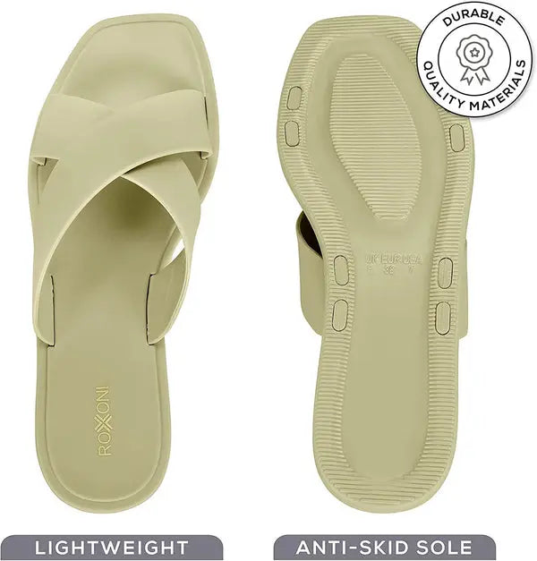ROXONI Women Slippers Shower Pool Sandals Criss Cross Bathroom Quick Drying Slippers Roxoni