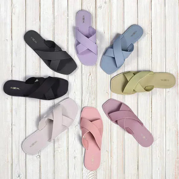 ROXONI Women Slippers Shower Pool Sandals Criss Cross Bathroom Quick Drying Slippers Roxoni