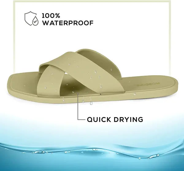 ROXONI Women Slippers Shower Pool Sandals Criss Cross Bathroom Quick Drying Slippers Roxoni