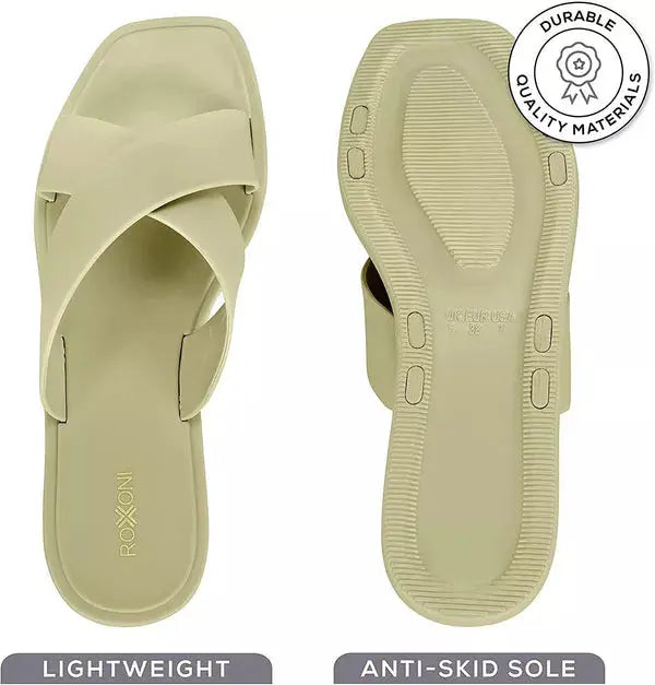 ROXONI Women Slippers Shower Pool Sandals Criss Cross Bathroom Quick Drying Slippers Roxoni