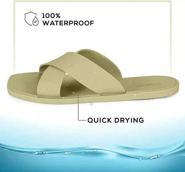 ROXONI Women Slippers Shower Pool Sandals Criss Cross Bathroom Quick Drying Slippers Roxoni