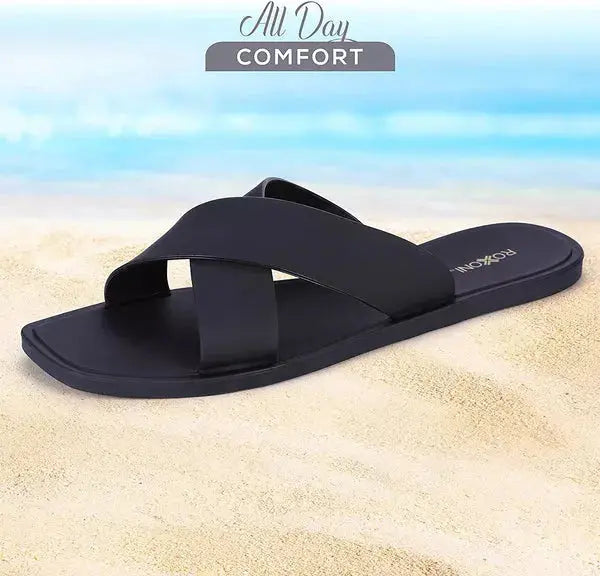 ROXONI Women Slippers Shower Pool Sandals Criss Cross Bathroom Quick Drying Slippers Roxoni