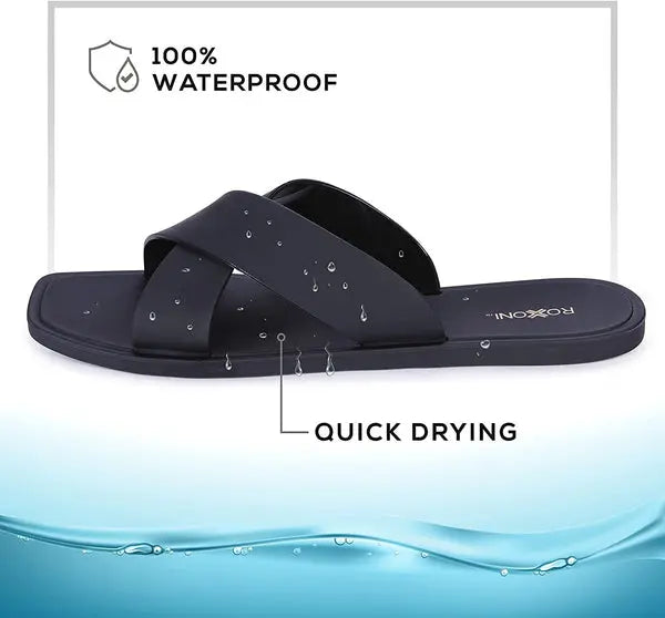 ROXONI Women Slippers Shower Pool Sandals Criss Cross Bathroom Quick Drying Slippers Roxoni