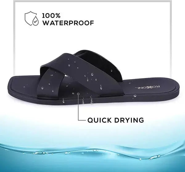 ROXONI Women Slippers Shower Pool Sandals Criss Cross Bathroom Quick Drying Slippers Roxoni