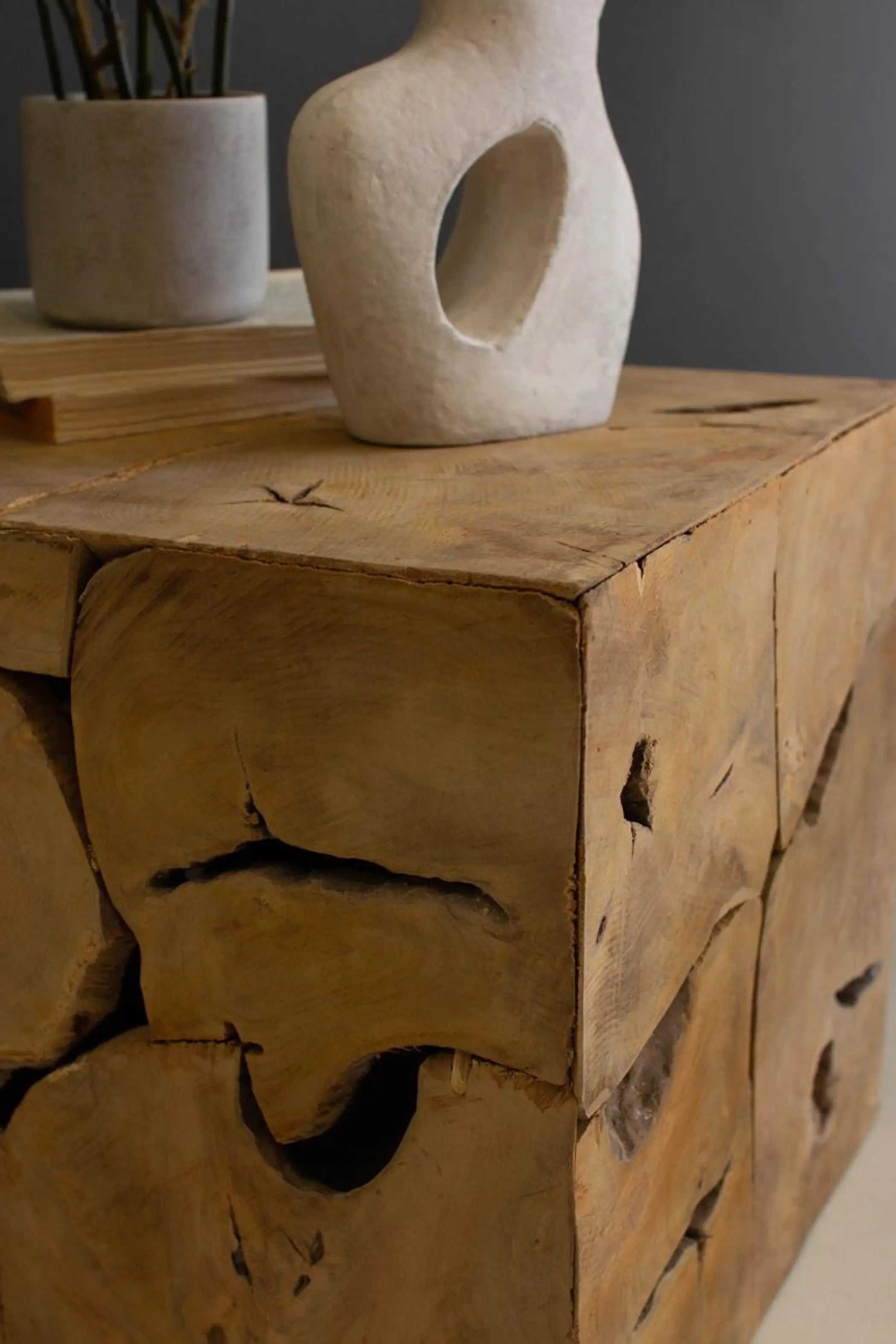 RUSTIC TEAK WOOD CUBE Kalalou
