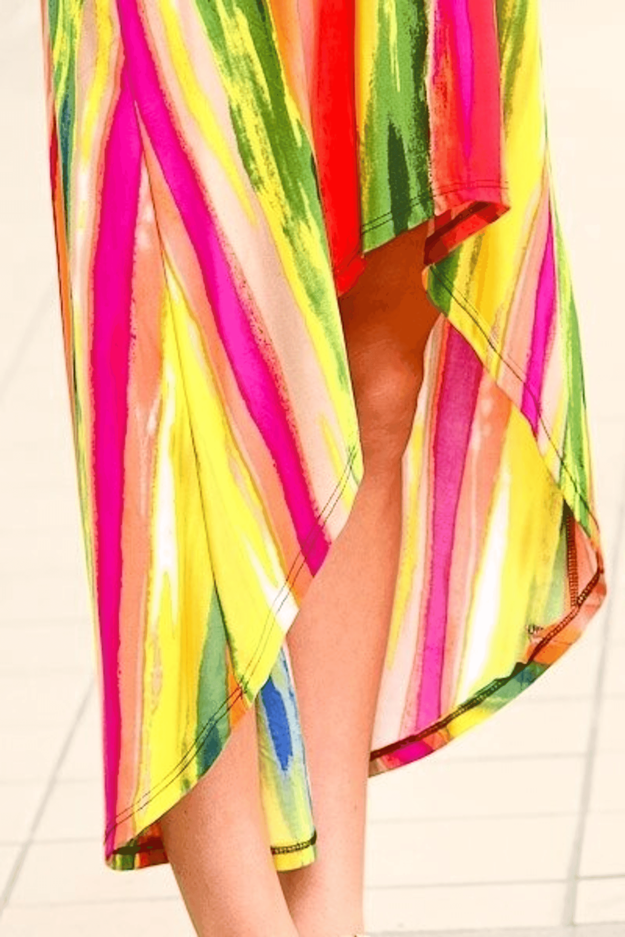 Racer Back Asymmetric Hem Scoop Neck Multi ColoredDress SurelyMine