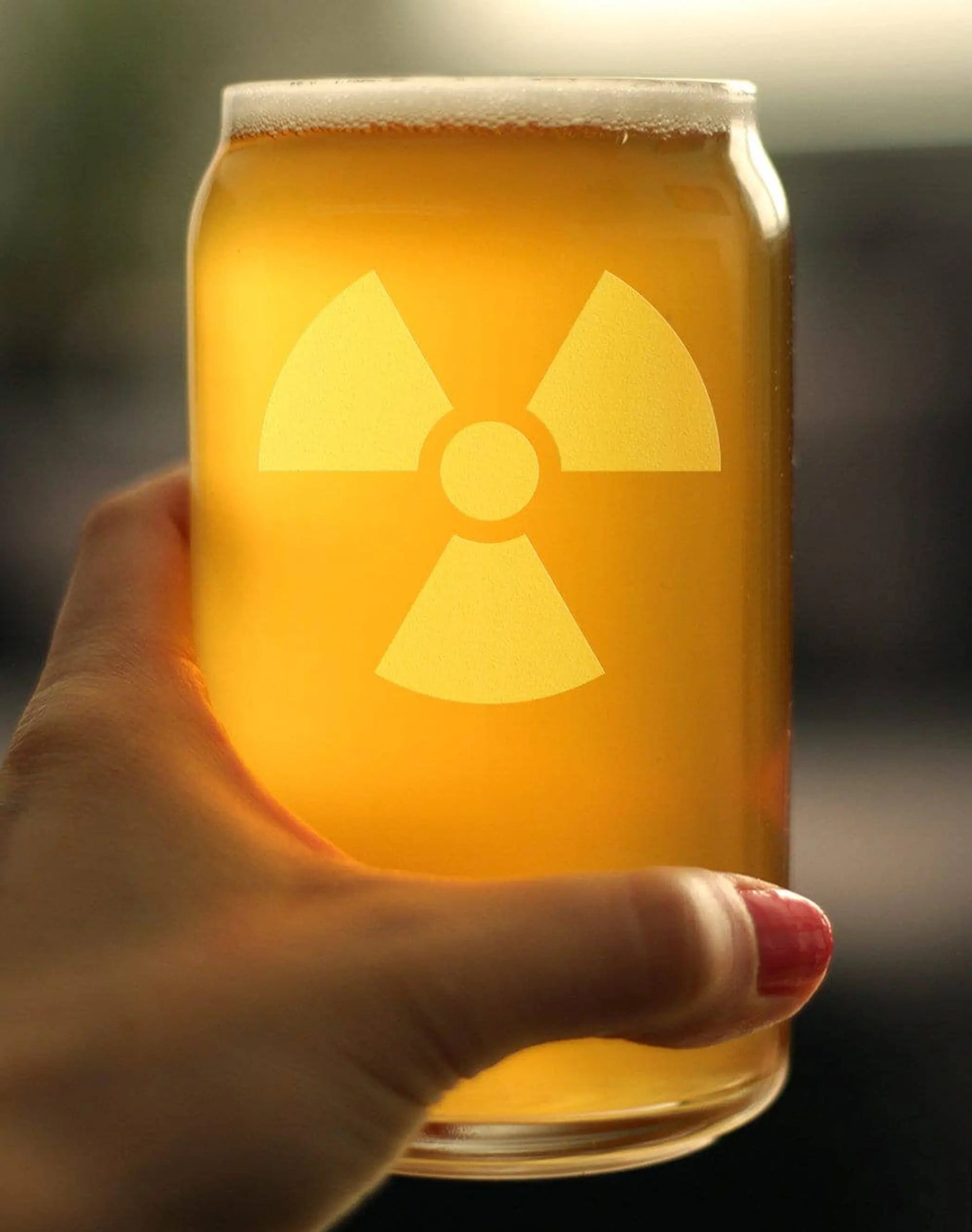 Radiation Symbol Beer Can Pint Glass - Radiologists Gifts Bevvee
