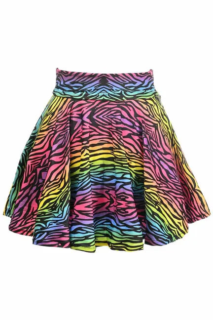 Rainbow Animal Print Stretch Lycra Skirt Daisy Corsets