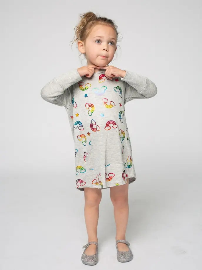Rainbow Foil Hoodie Dress Little Mass