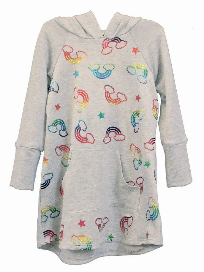 Rainbow Foil Hoodie Dress Little Mass