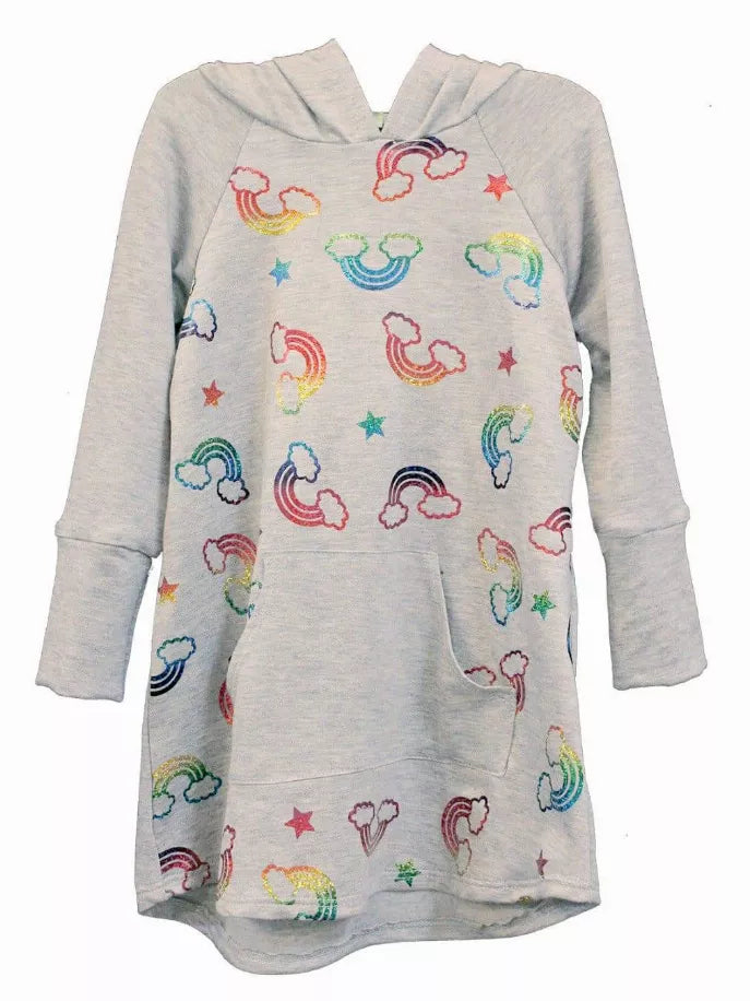Rainbow Foil Hoodie Dress Little Mass