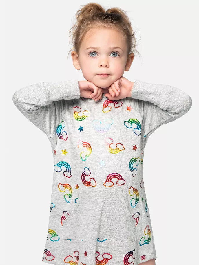 Rainbow Foil Hoodie Dress Little Mass