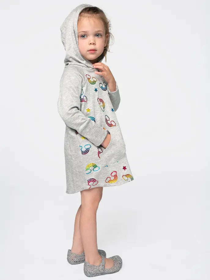 Rainbow Foil Hoodie Dress Little Mass