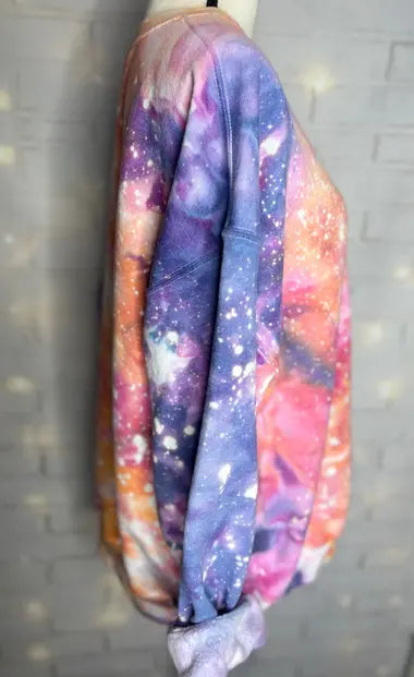 Rainbow Nebula Galaxy Ice Dyed Tie Dye Crewneck Sweatshirt The Blended Owl