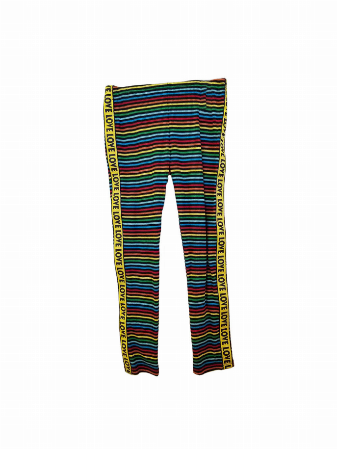 Rainbow Stripe Leggings Ft Love Side Trim Little Mass