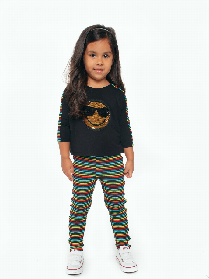 Rainbow Stripe Leggings Ft Love Side Trim Little Mass