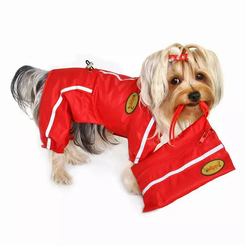 Raincoat Bodysuit with Reflective Stripes & Matching Pouch Klippo Pet