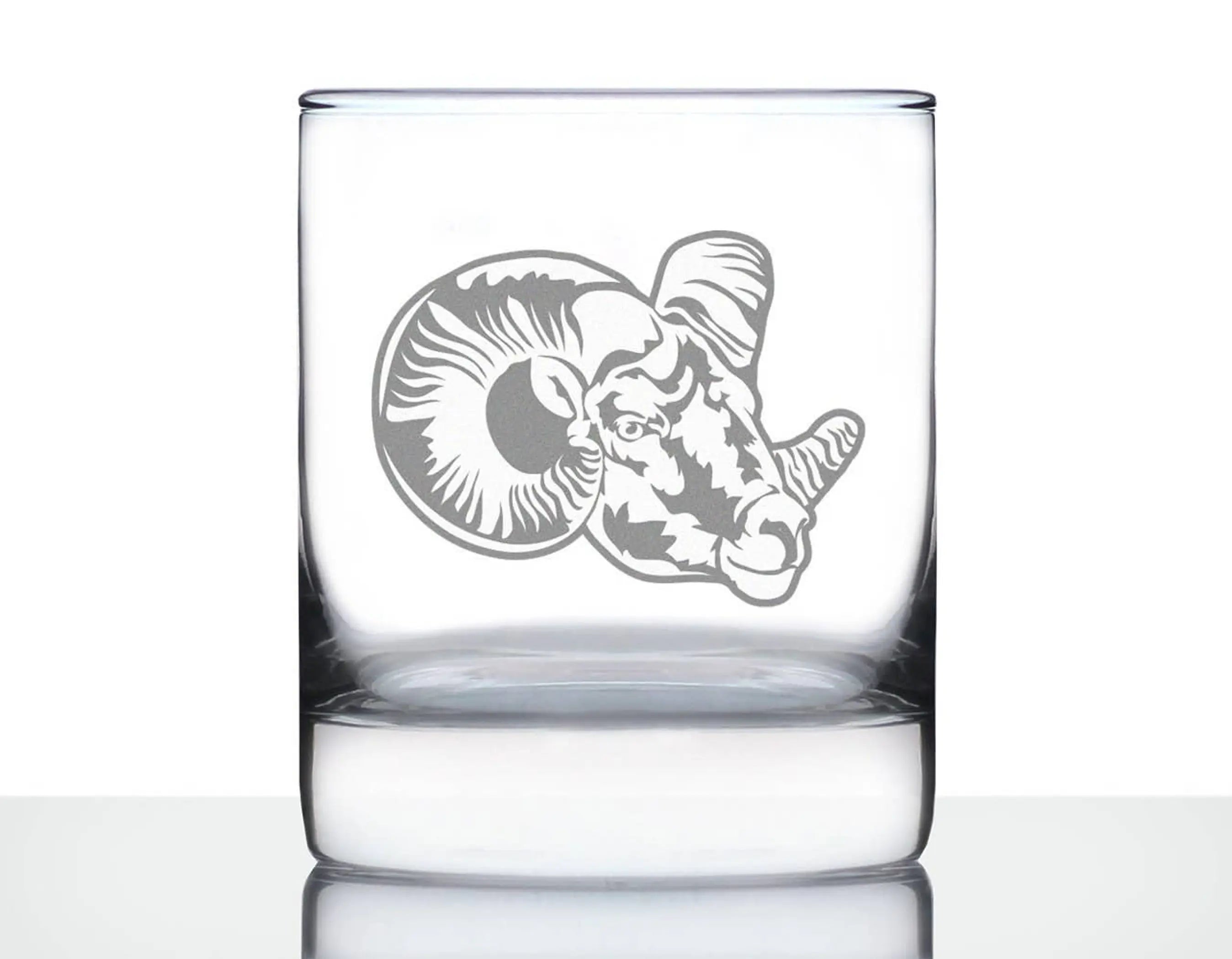 Ram Face Whiskey Rocks Glass - Bighorn Sheep Gifts and Decor Bevvee
