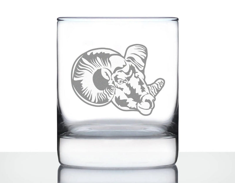 Ram Face Whiskey Rocks Glass - Bighorn Sheep Gifts and Decor Bevvee