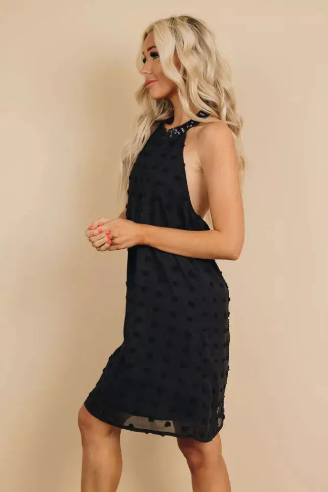 Raquel Sleeveless Pompom Mini Dress Stay Warm in Style