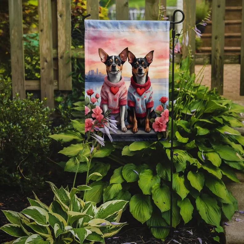Rat Terrier Two Hearts Garden Flag Caroline's Treasures