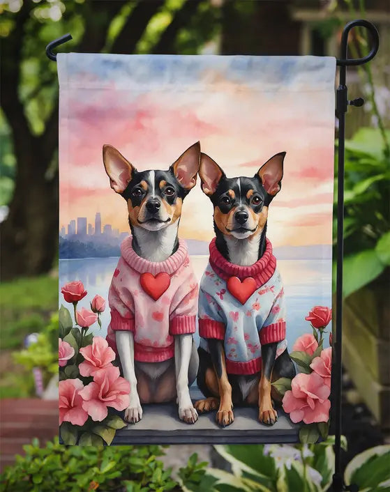 Rat Terrier Two Hearts Garden Flag Caroline's Treasures