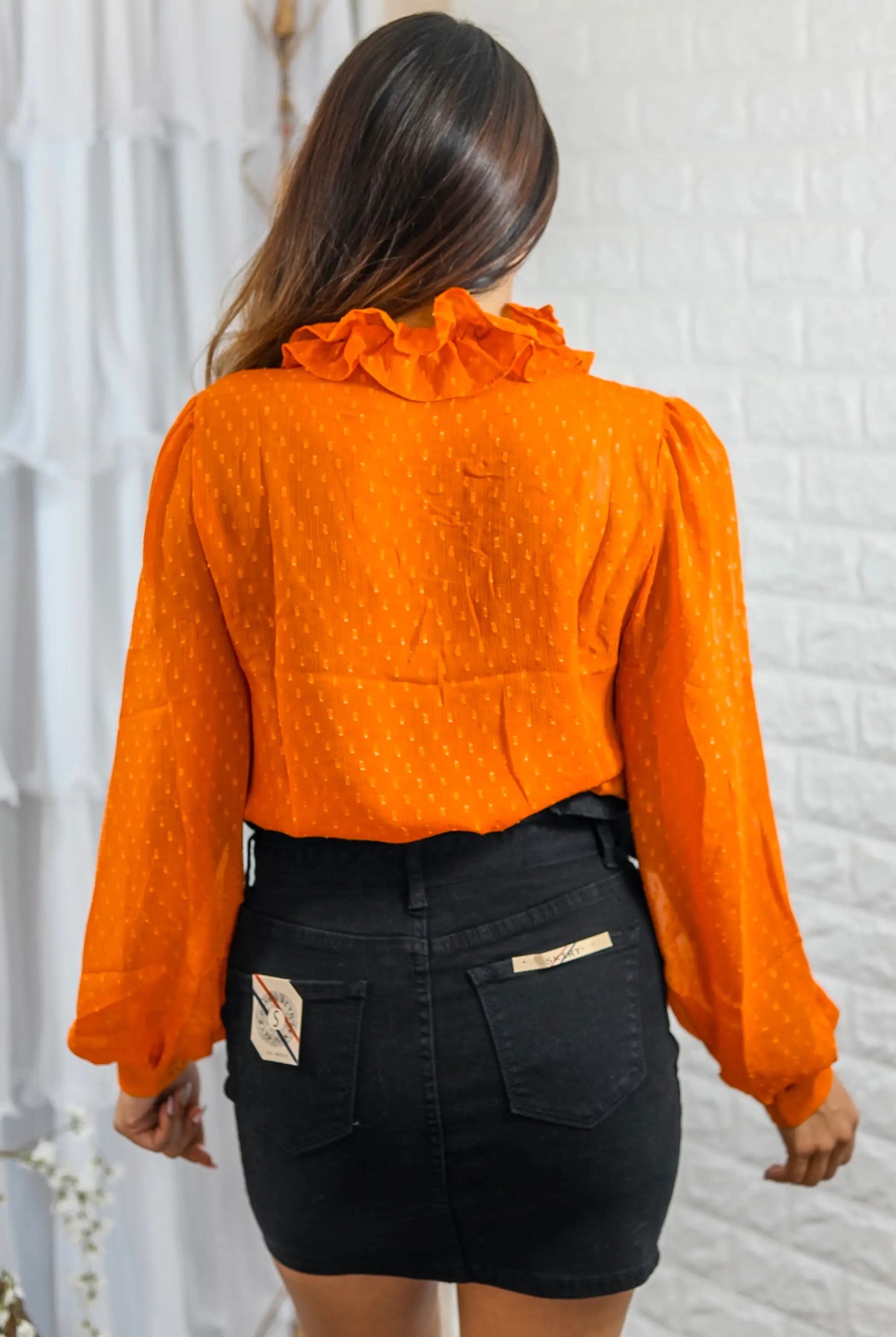 Ready 2 Ruffle Polka Dot Ruffle Detail Sheer Blouse SurelyMine