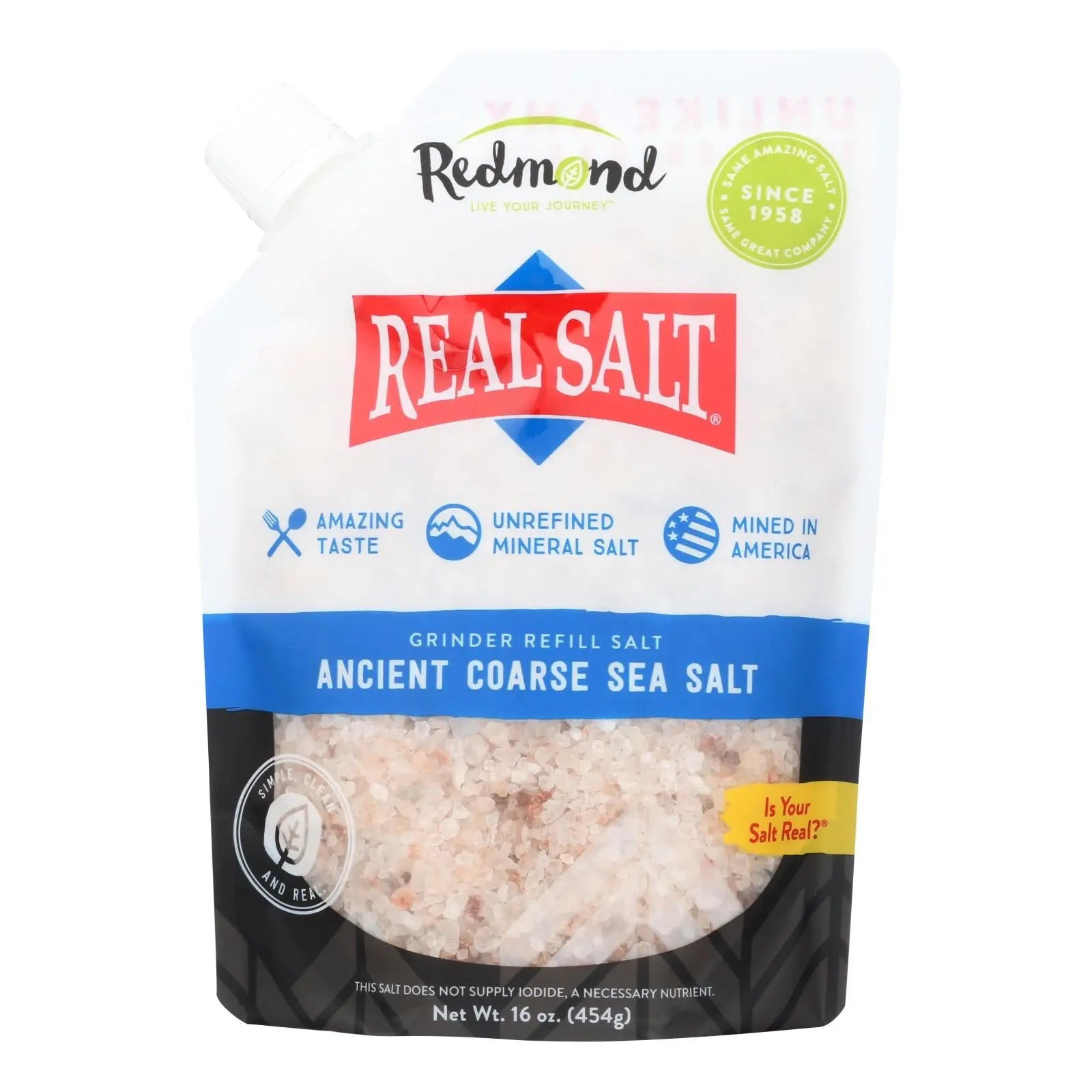 Real Salt Coarse Grind Pouch - Case Of 6 - 16 Oz. Real Salt