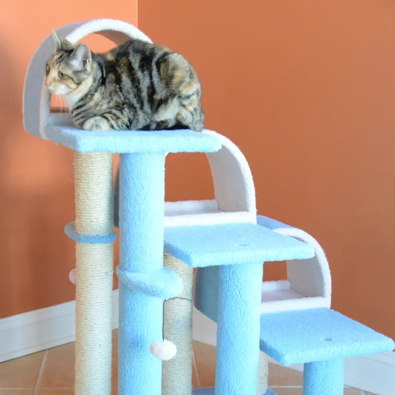 Real Wood 38" High Ivory Cat Step Stairs ramp, Cat Sratcher AeroMark