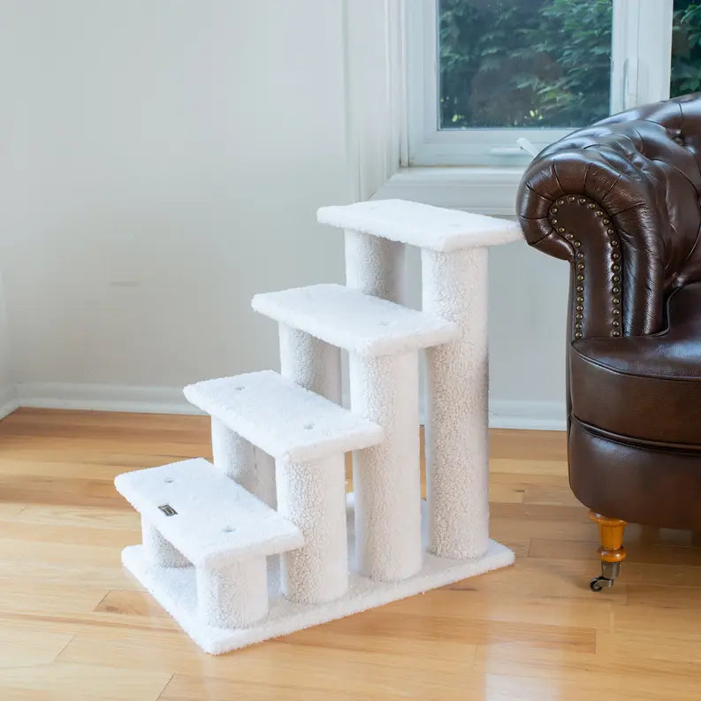 Real Wood 4 Steps Ramp For Dogs, Cats, Cat Step Stairs Ramp AeroMark