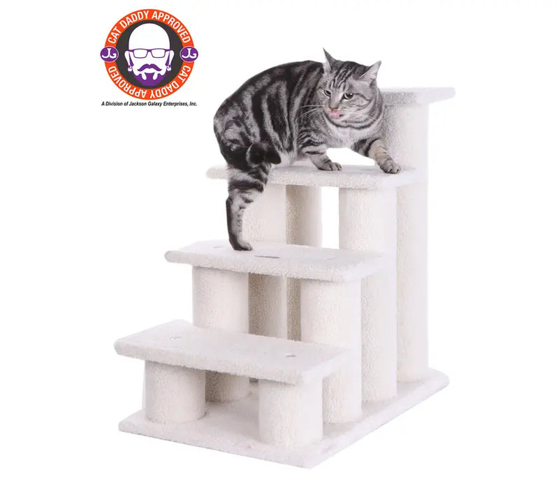 Real Wood 4 Steps Ramp For Dogs, Cats, Cat Step Stairs Ramp AeroMark
