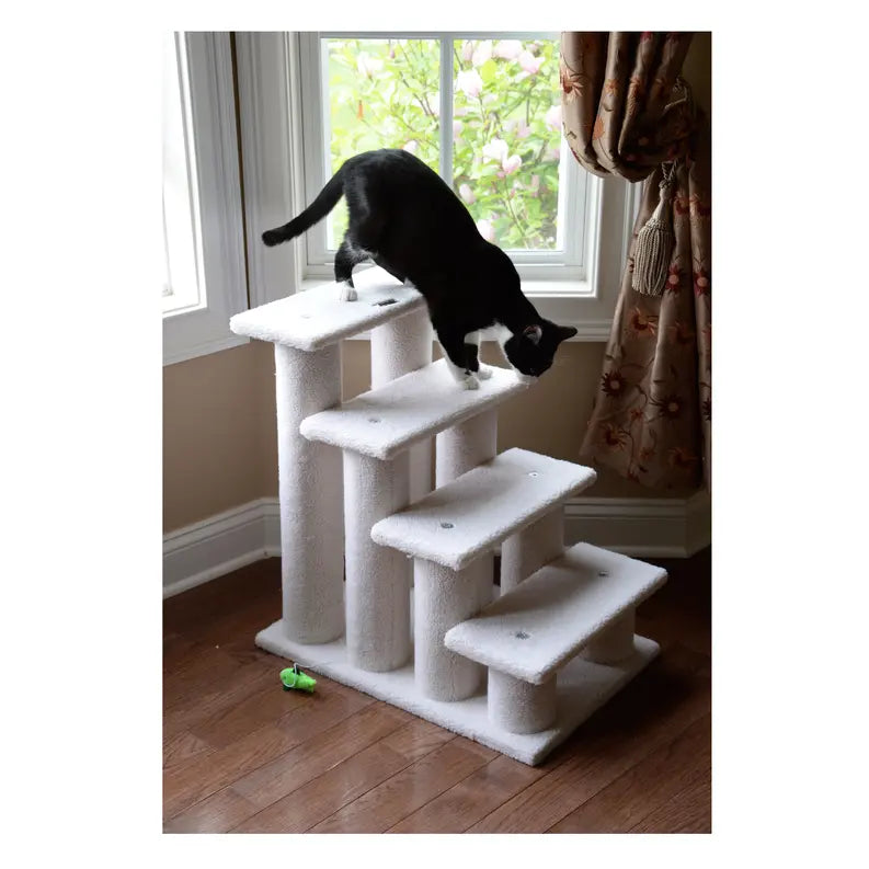 Real Wood 4 Steps Ramp For Dogs, Cats, Cat Step Stairs Ramp AeroMark