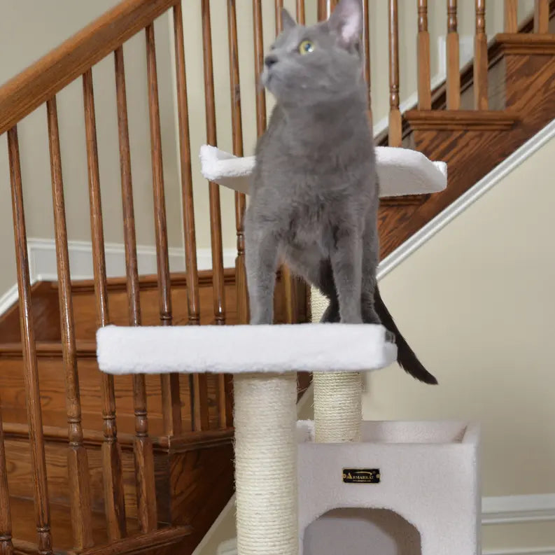 Real Wood B6802 Classic Cat Tree In Ivory 6 Levels Condo AeroMark
