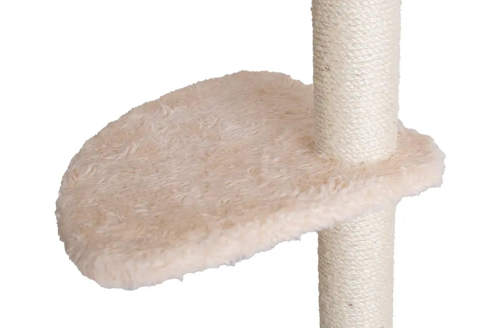 Real Woood Faux Fur Covered Cat Scratch Furniture 57" Beige AeroMark