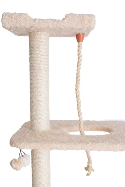 Real Woood Faux Fur Covered Cat Scratch Furniture 57" Beige AeroMark