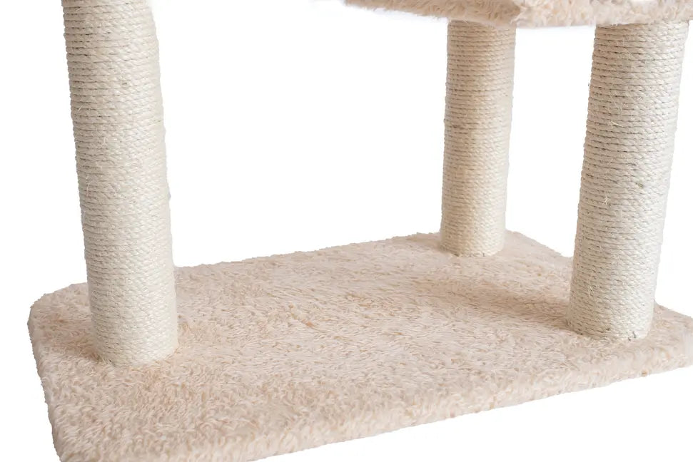 Real Woood Faux Fur Covered Cat Scratch Furniture 57" Beige AeroMark
