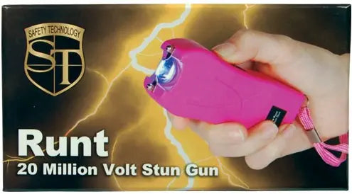 Rechargeable Runt 80,000,000 Volt Stun Gun With Flashlight And Wrist Strap Disable Pin Safety Technology