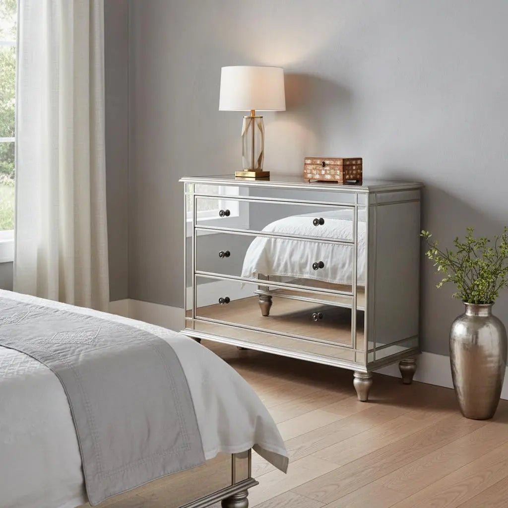 Rectangle Mirrored Three Drawer Console Storage Chest Homeroots Bed & Bath