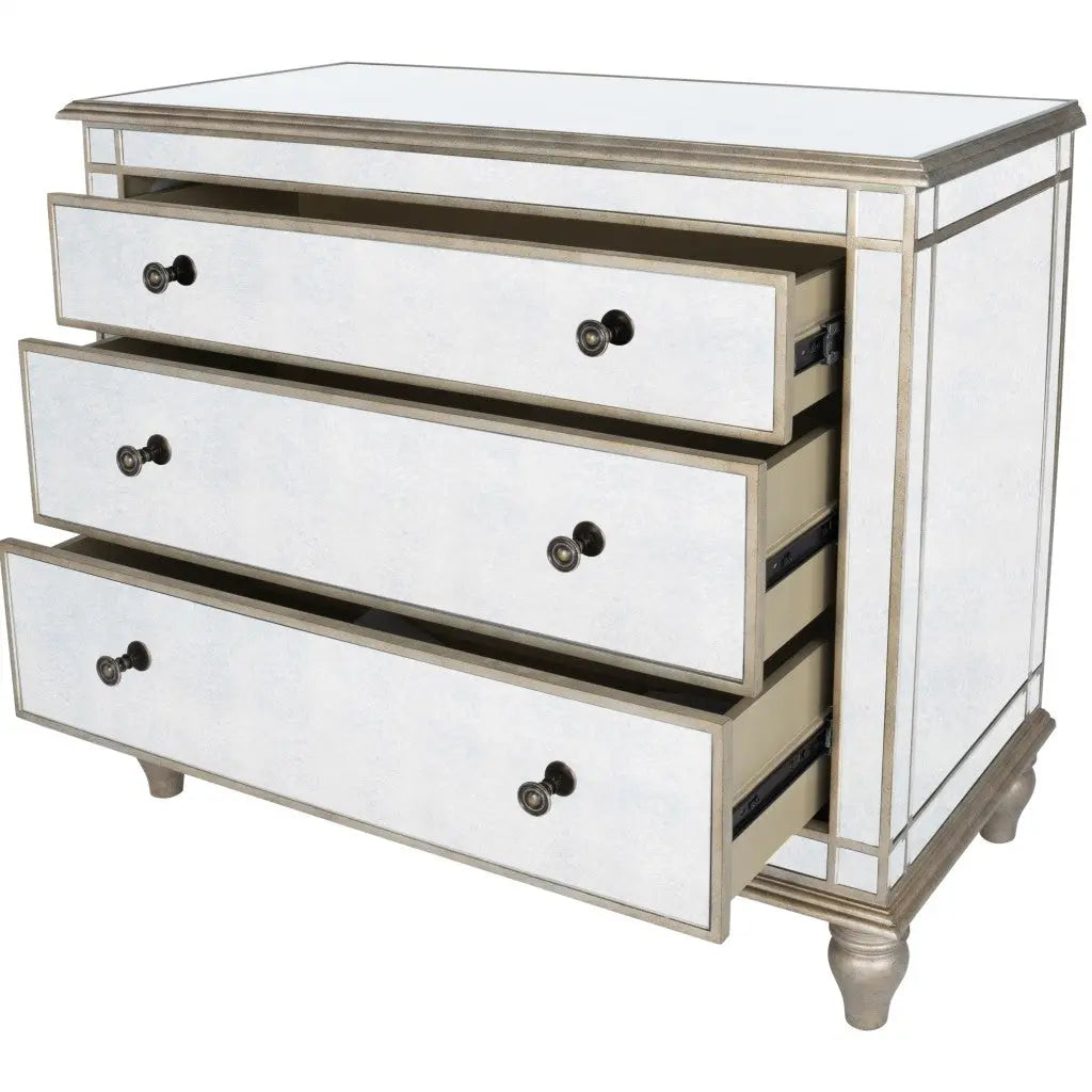 Rectangle Mirrored Three Drawer Console Storage Chest Homeroots Bed & Bath